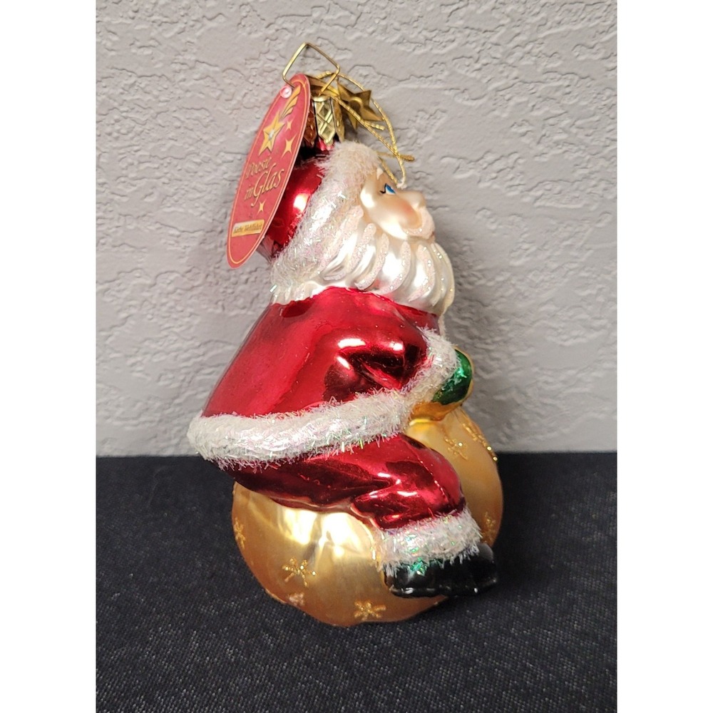 Kathe Wohlfahrt Poetry in Glass Santa with Bag of Gifts Christmas Ornament - Picture 4 of 6